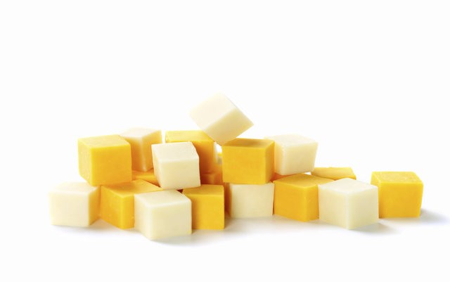 Cubes of Cheddar and Mozzarella Cheese